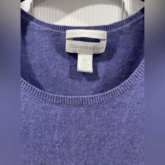 Charter Club 2-ply Lavender 100% Cashmere Sweater XL shortsleeves - Picture 2 of 9